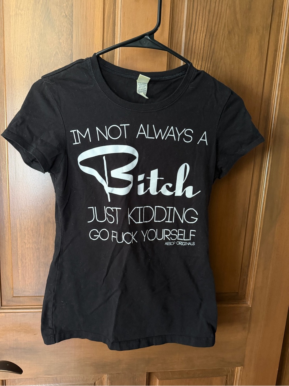 Graphic Black Tee with White Slogan